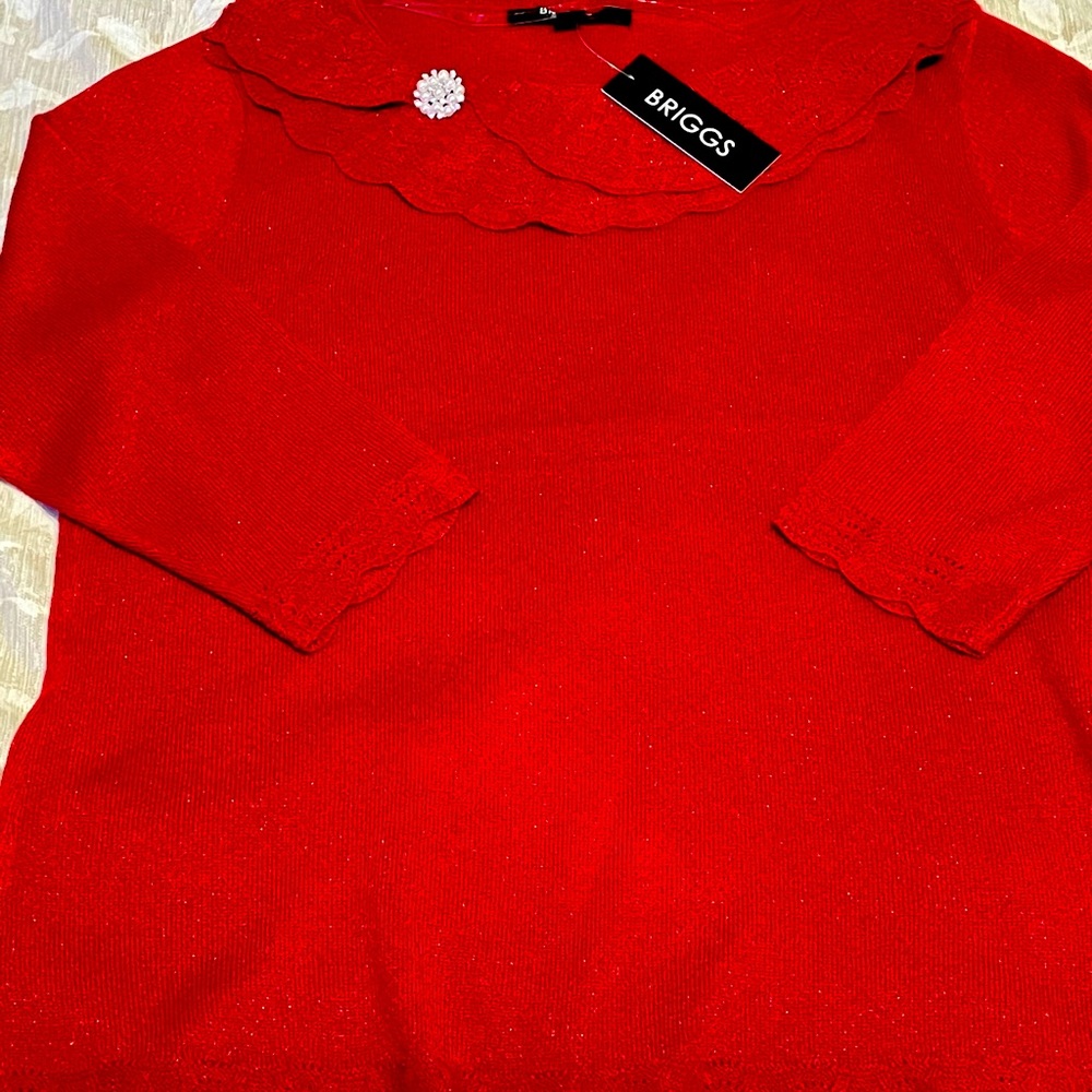Briggs red sparkly petite top